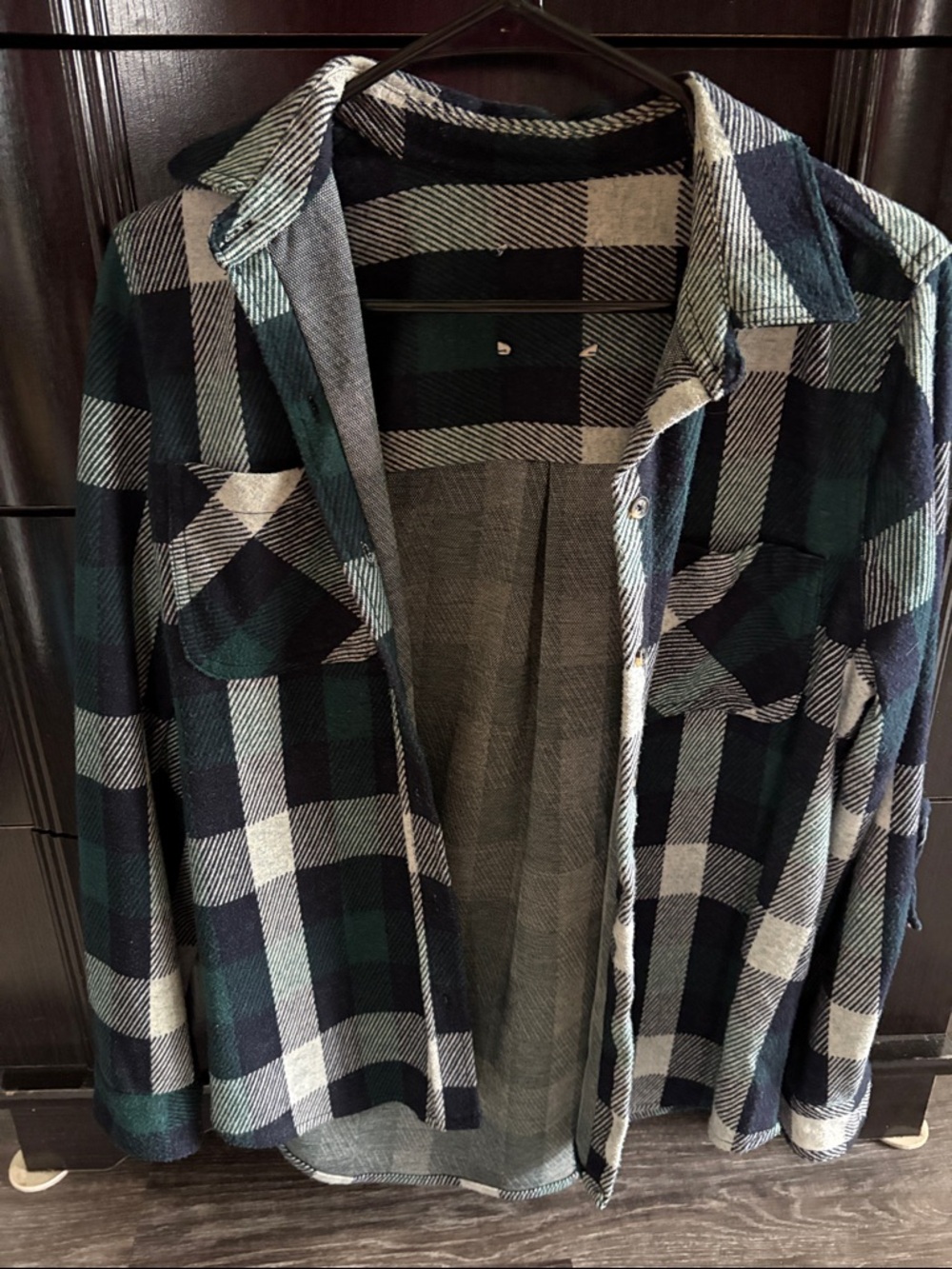 Source Unknown Green Black White Plaid Button-Down Shirt